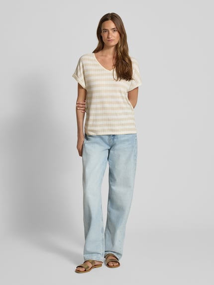 ZABAIONE T-shirt met V-hals Beige - 1