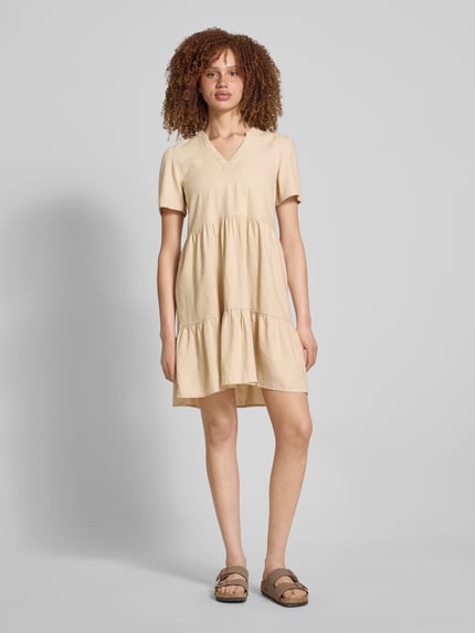 ONLY Comfort fit vrijetijdsjurk van mix van viscose en linnen, model 'TIRI-CARO' Beige - 1