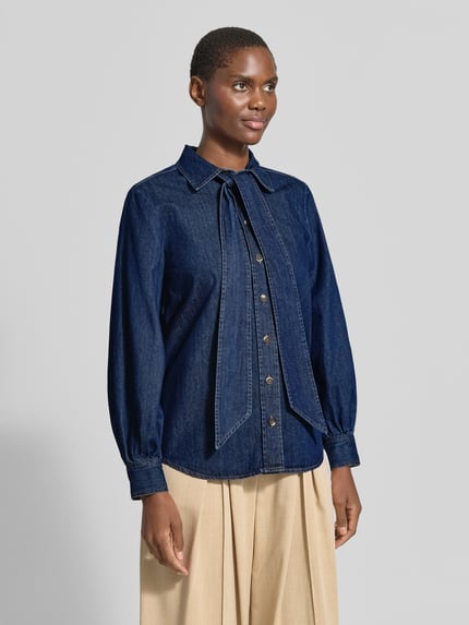 Emily Van den Bergh bluzka koszulowa o kroju regular fit z czystej bawełny w tkaninie stylizowanej na denim Jeansowy niebieski 4