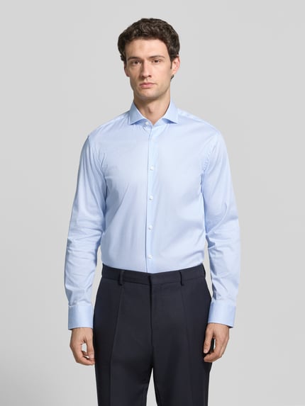 BOSS Regular fit zakelijk overhemd van katoenmix Bleu - 4