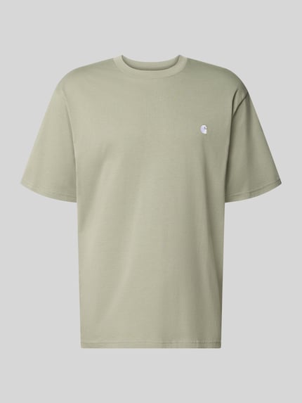 Produktfoto, Regular Fit T-Shirt aus reiner Baumwolle Modell 'Madison' von Carhartt Work In Progress in hellem Grünton, Rundhalsausschnitt, dezentes Label-Stitching, glatte Textur.