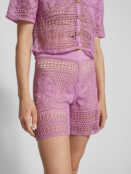 MANGO Loose Fit Shorts mit Häkelspitze Modell 'NUSA' Pink 3
