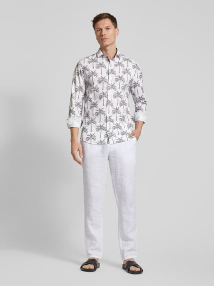 Colours & Sons Regular Fit Freizeithemd mit Kentkragen Modell 'PALMS' Weiss 1