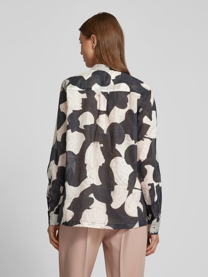 0039 Italy Regular fit blouse met opstaande kraag, model 'JANICE' Zwart - 5
