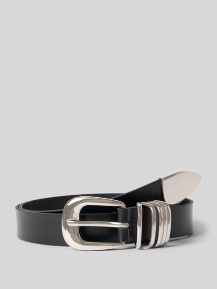 Productfoto, 'Gürtel aus echtem Leder mit Dornschließe' van Vanzetti, zwart leer, metalen gesp, 3 cm breed, damesriem, sierbeslag
