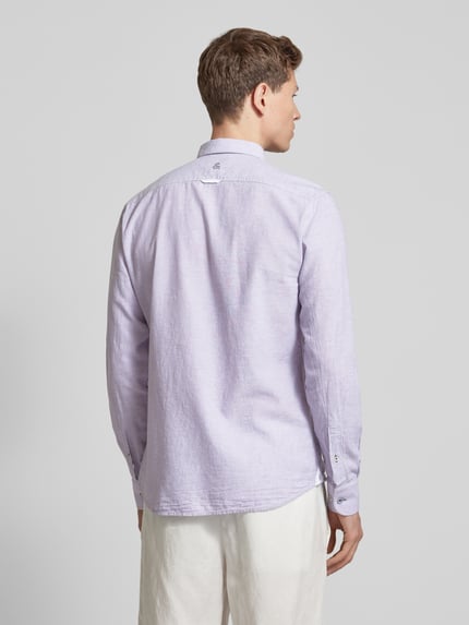 Colours & Sons Slim Fit Freizeithemd aus Baumwoll-Leinen-Mix Stein 5