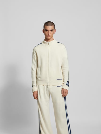 Dsquared2 Gebreid jack met geribde boorden Offwhite - 4