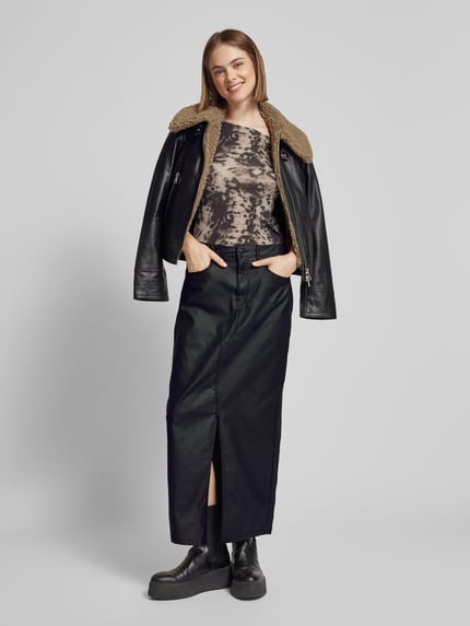 NOISY MAY® Maxirock mit Gehschlitz Modell 'KATH' Black 1