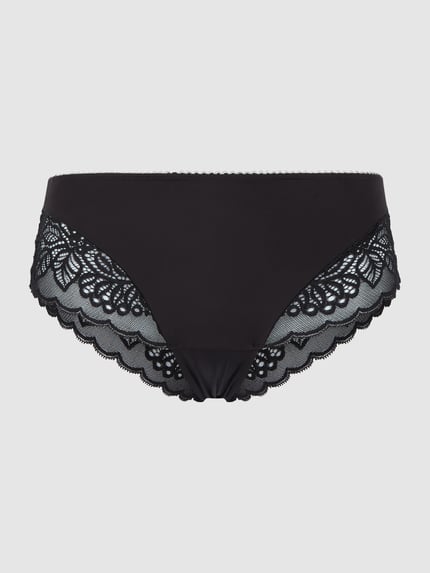 Triumph Slip met contrastgarnering, model 'Amourette' Zwart - 1