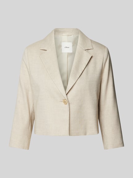 s.Oliver BLACK LABEL Cropped Blazer mit Leinen-Anteil in Melange-Optik Beige 2