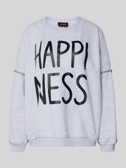 Produktfoto, Sweatshirt mit Statement-Print von miss goodlife, Grau, reine Baumwolle, lockerer Schnitt, gerippte Abschlüsse, Rundhalsausschnitt