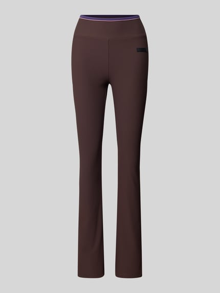 EA7 Emporio Armani Legginsy o kroju super skinny fit z drobnym prążkowaniem Ciemnobrązowy 2