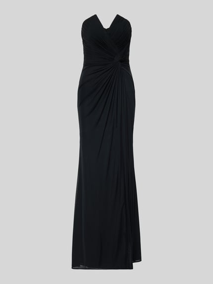Productfoto, Regular Fit Abendkleid met loopsplit van Mascara, mesh, ruches, offshoulder, ondoorzichtig onderjurk, zwarte kleur, 132 cm ruglengte, borstwijdte 40 cm, merk Mascara
