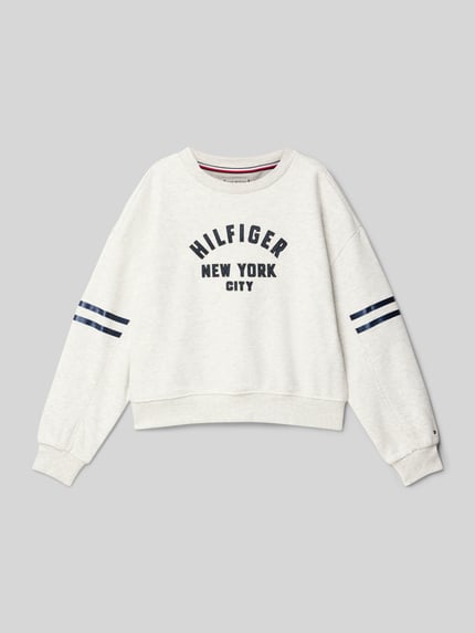 Tommy Hilfiger Teens Bluza o kroju relaxed fit z mieszanki bawełny Średnioszary melanż 1