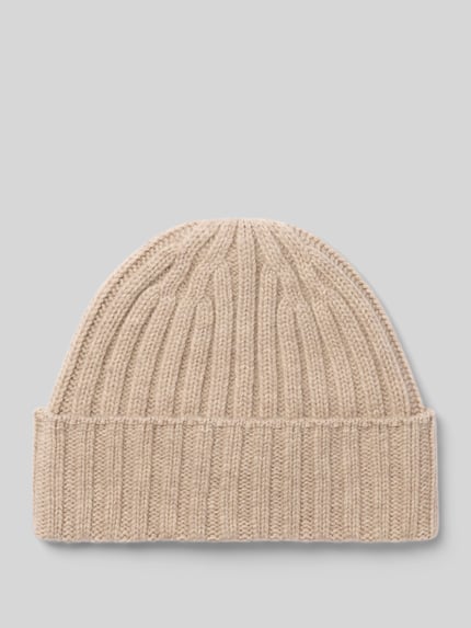 Produktfoto, czapka beanie Beanie in Strick-Optik von Christian Berg Men w kolorze beżowym, Imitacja dzianiny, ścieg warkoczowy, Efekt prążkowania, szeroki brzeg