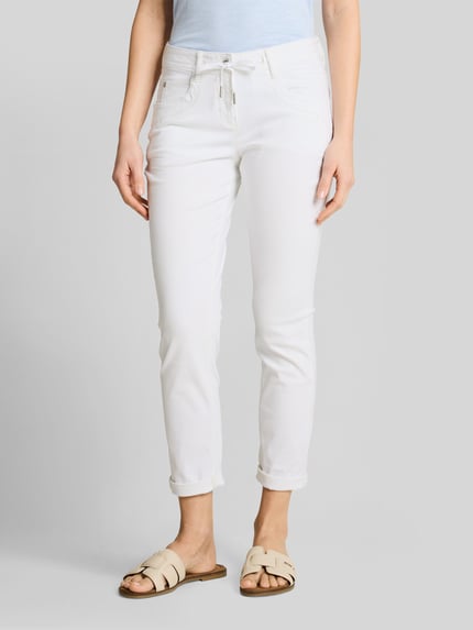Tom Tailor Tapered broek van katoenmix met tunnelkoord Offwhite - 4