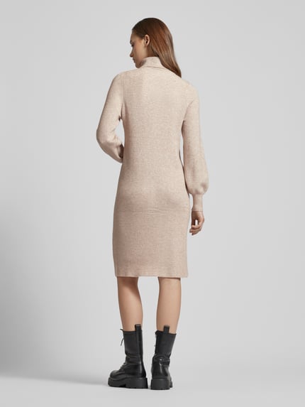 ONLY Knielanges Strickkleid mit Rollkragen Modell 'SASHA' Sand Melange 5