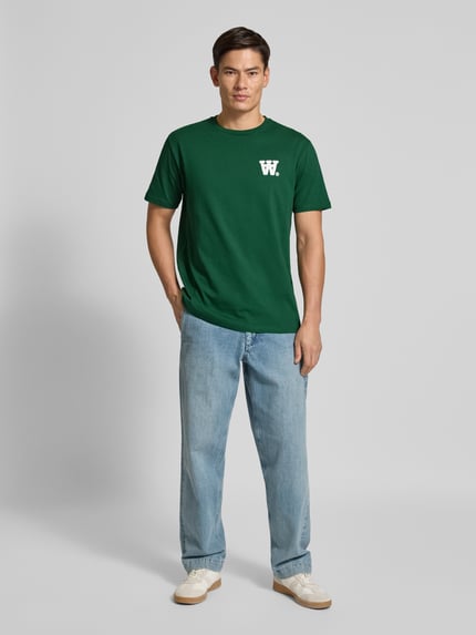 Wood Wood T-shirt met logoprint, model 'Ace' Groen - 1