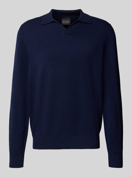 Christian Berg Men Sweter z dzianiny z mieszanki wełny i kaszmiru Granatowy 2