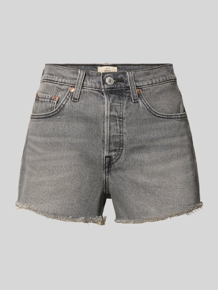 Produktfoto, Regular Fit Jeansshorts aus Baumwoll-Mix Modell '501®' von Levi's®, grauer Denim, 5-Pocket-Design, Label-Patch, sichtbare Struktur.