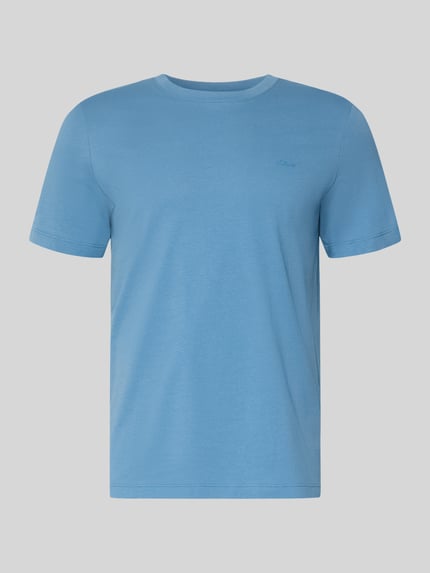 Produktfoto, Regular Fit T-Shirt aus reiner Baumwolle von s.Oliver RED LABEL in Uni-Optik, hellblau, Kurzarm, Rundhals, Jersey-Struktur