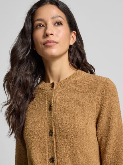 Marc O'Polo Regular fit gebreid jack van katoenmix met wol Camel - 3