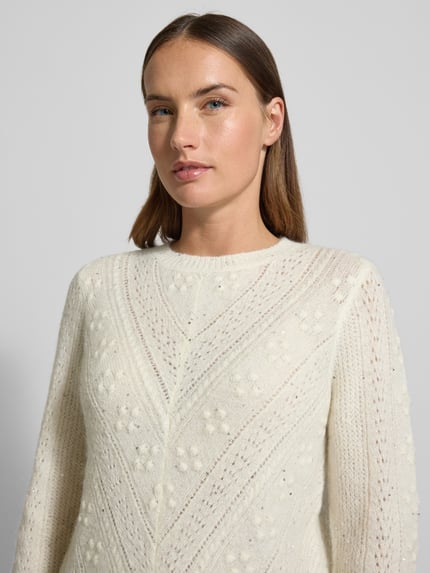 GUIDO MARIA KRETSCHMER WOMAN Regular fit gebreide pullover van wolmix met alpaca-aandeel model 'Rosalia' Offwhite - 3