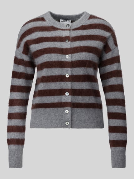 Jake*s Casual Regular Fit Strickjacke aus reinem Kaschmir Silber Melange 2