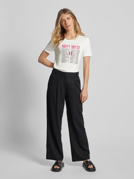 FREE/QUENT T-shirt met motiefprint, model 'Kalina' Offwhite - 1