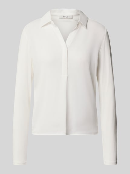 OPUS Regular Fit Langarmbluse mit Hemdblusenkragen Modell 'Frera' Offwhite 2