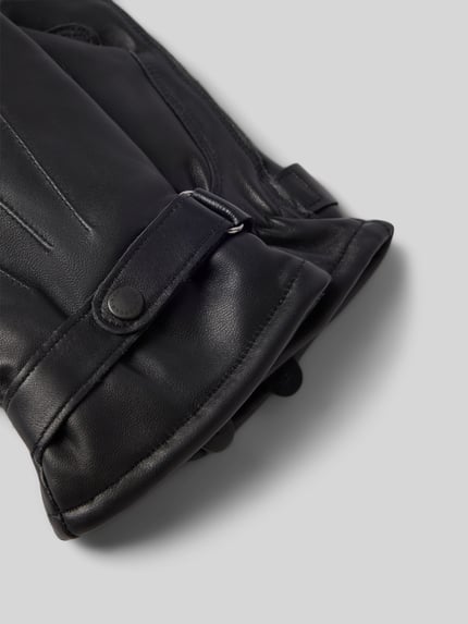 Barbour Rękawiczki ze skóry bydlęcej nappa z zapięciem na patkę BLACK 2