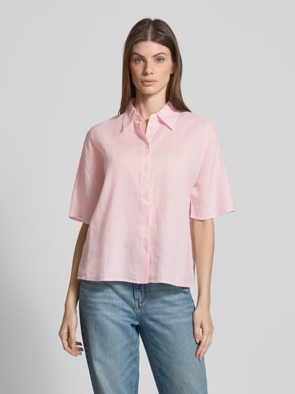 MANGO Boxy Fit Bluse aus Leinen-Baumwoll-Mix mit 1/2-Arm Modell 'PAI' Hellrosa 4