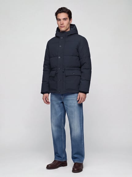 Selected Regular Fit Pufferjacke mit Kapuze Modell 'SLMVINCENT' Dunkelblau 1