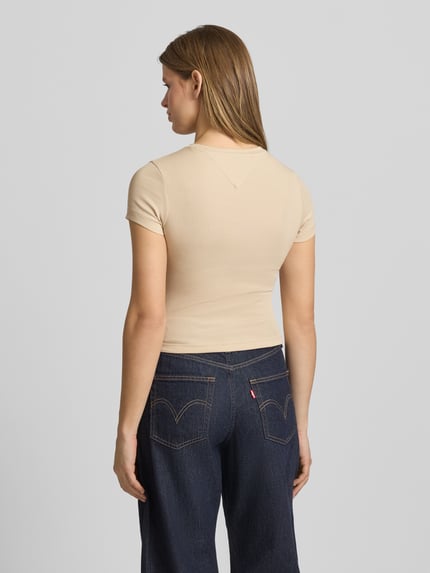 Tommy Jeans t-shirt o kroju slim fit z mieszanki bawełny Jasnożółty 5