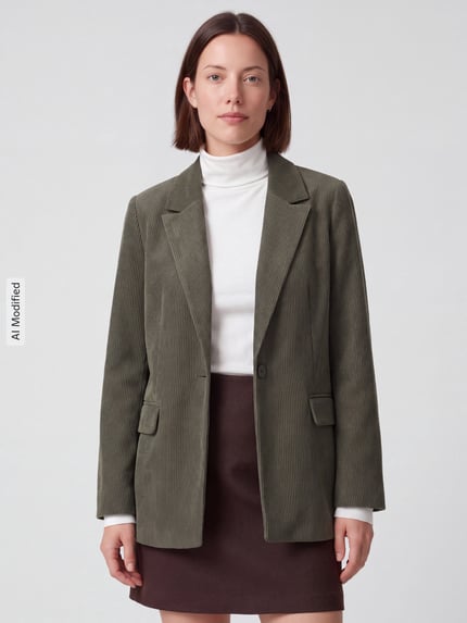 VERO MODA Loose Fit Longblazer mit steigendem Reverskragen Modell 'NORA' Oliv 4