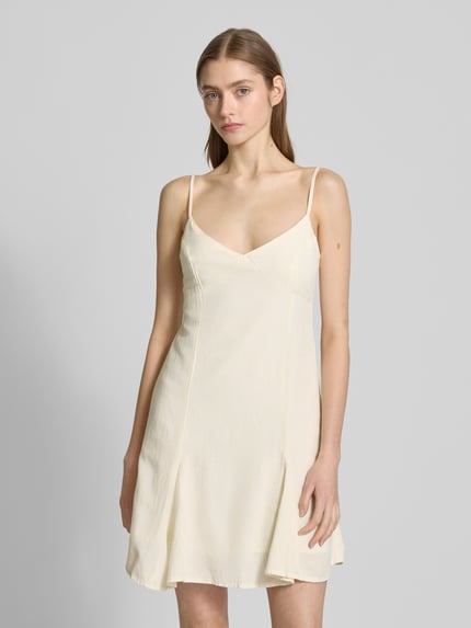 REVIEW Ausgestelltes Minikleid Leinen-Anteil Offwhite 4