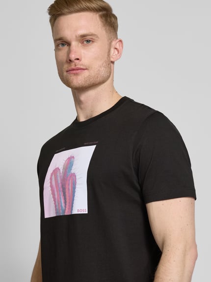 BOSS Orange T-shirt z nadrukiem z logo model ‘mextour’ Czarny 3