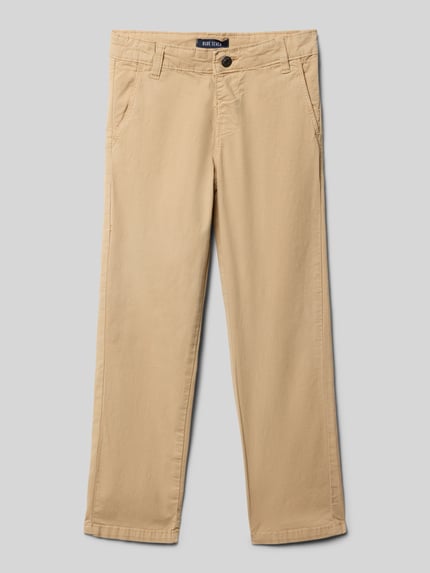 Productfoto, Hose mit Gesäßtasche van Blue Seven van katoen-elastaan mix, regular fit, knoop- en ritssluiting, insteekzakken, achterzak, taillewijdte 28 cm, binnenbeenlengte 50 cm, beige kleur, glad oppervlak