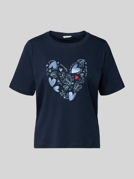 Tom Tailor T-shirt o kroju relaxed fit z czystej bawełny Ciemnoniebieski 2