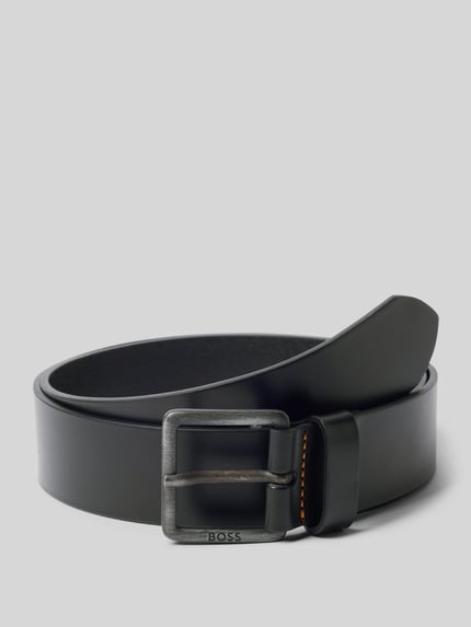 Produktfoto, Gürtel aus echtem Rindsleder Modell 'JEEKO_SZ40' von BOSS in Schwarz, Optik: Unifarben, Dornschließe, Label-Prägung, Glattleder