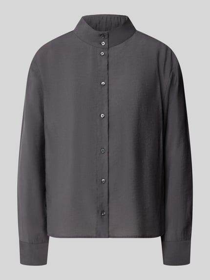 OPUS Cropped Langarmbluse mit Stehkragen Anthrazit 2