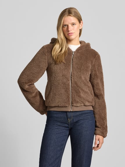 ONLY Regular Fit Teddyjacke mit Kapuze Modell 'NEWANNA' Taupe 4