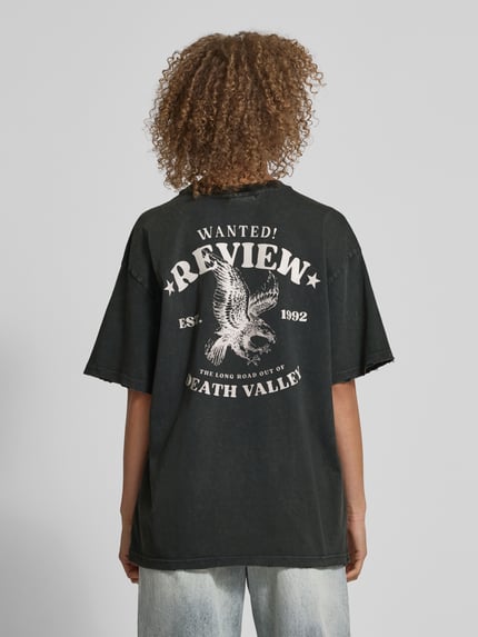 REVIEW T-shirt z nadrukiem z logo Antracytowy 5