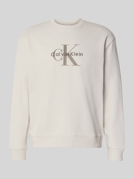 Calvin Klein Jeans Regular fit sweatshirt met logoprint, model 'Terry' Offwhite - 2