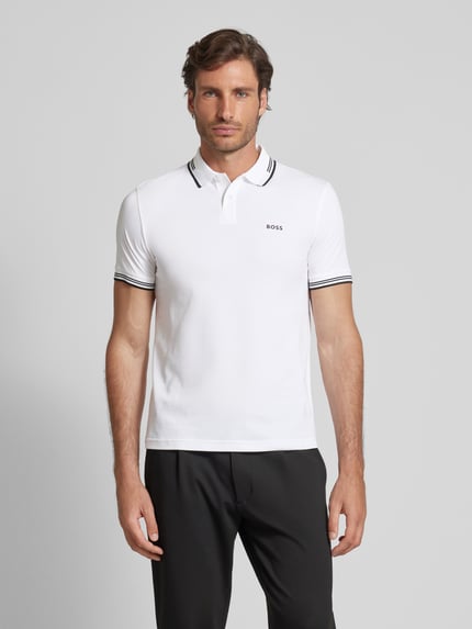 BOSS Green Koszulka polo o kroju slim fit z nadrukiem z logo model ‘Paul’ Biały 4