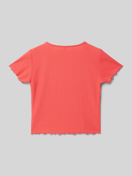 ONLY Regular Fit T-Shirt mit Rüschen Saum Modell 'NELLA' Koralle 3