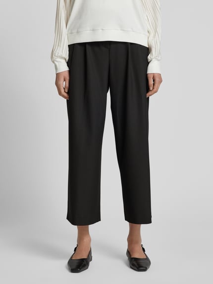 Gardeur Wide leg stoffen broek in verkorte pasvorm, model 'Franca' Zwart - 4