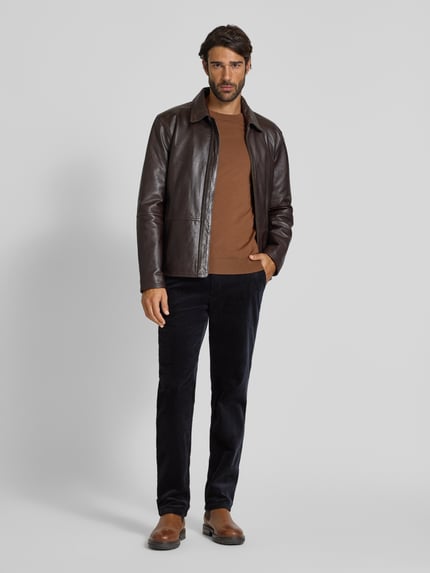 Christian Berg Men Straight fit corduroy broek met Franse steekzakken Marineblauw - 1