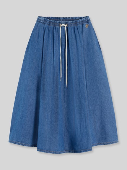 Tommy Hilfiger Uitlopende midi-rok van puur katoen Bleu gemêleerd - 2