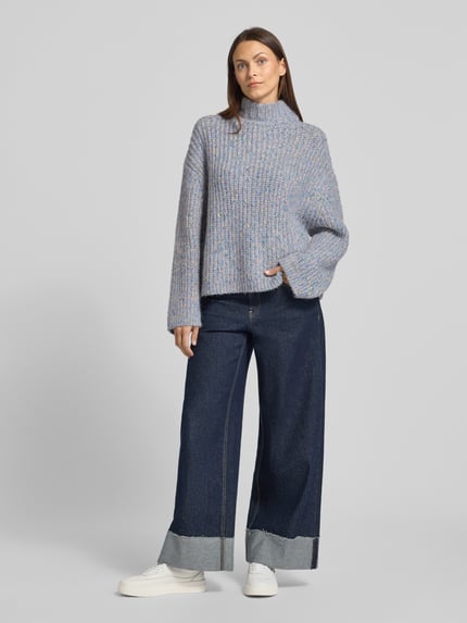 Jake*s Casual Strickpullover mit Stehkragen Lavender 1